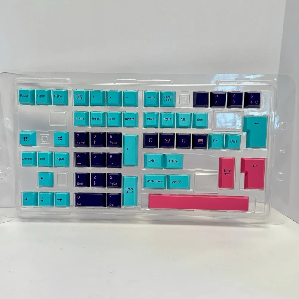Shurikey Gear Double Shot Keycap Set Purple Pink Teal for Cherry MX 167 Keys